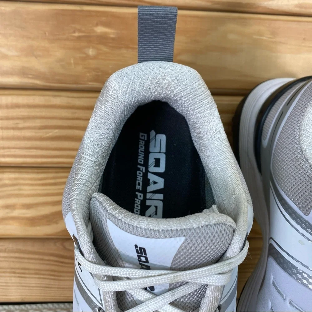 Sqairz Speed Men's 8.5 US Soft Spiked Golf Shoes Sneakers White Gray Black